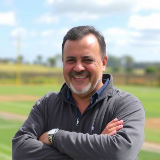 Foto de Ricardo Almeida, professor de técnicas de atuaäão, em um ensaio.